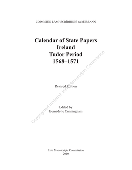 Calendar of State Papers Ireland Tudor Period 1568–1571