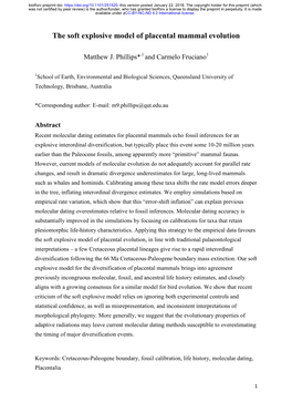 The Soft Explosive Model of Placental Mammal Evolution