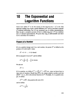 10 the Exponential and Logarithm Functions