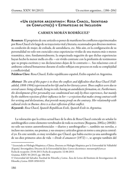 Un Escritor Argentino»: Rosa Chacel, Identidad En Conflicto(S) Y Estrategias De Inclusión
