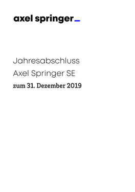 Jahresabschluss Der Axel Springer SE Zum 31. Dezember 2019