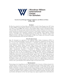 Local-To Local Energy Linkages California and Alberta in China 20 May 2008