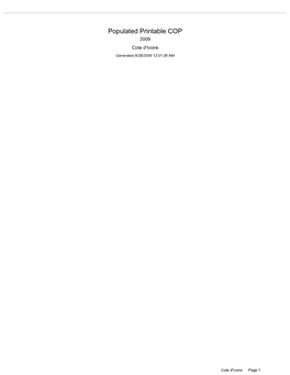 Populated Printable COP 2009 Cote D'ivoire Generated 9/28/2009 12:01:26 AM