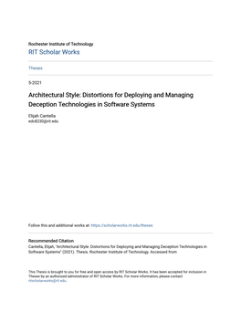 Architectural Style: Distortions for Deploying and Managing Deception Technologies in Software Systems
