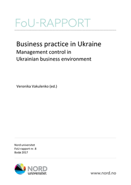 Business Practice in Ukraine Management Control in Ukrainian Business Environment