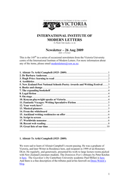 Newsletter – 2 February 2007