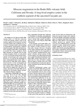 Miocene Magmatism in the Bodie Hills Volcanic Field, California and Nevada