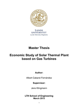 Master Thesis Economic Study of Solar Thermal Plant Based on Gas Turbines