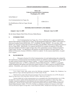 Federal Communications Commission DA 09-1316 Before the Federal Communications Commission Washington, D.C. 20554 in the Matter O