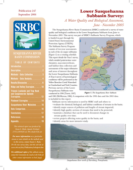 Lower Susquehanna Subbasin Survey for Comparison Purposes, the 1996 Data Other Lower Susquehanna Subbasin Are Depicted in Figure 5