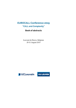 EUROCALL Conference 2019 “CALL and Complexity”