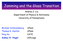 Jamming and the Glass Transition