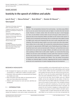 Iconicity in the Speech of Children and Adults