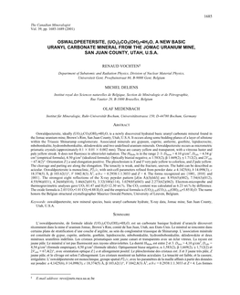 2•4H2o, a New Basic Uranyl Carbonate Mineral