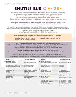 Shuttle Bus SCHEDULE