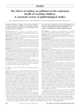 The Effects of Outdoor Air Pollution on the Respiratory Health of Canadian Children: a Systematic Review of Epidemiological Studies