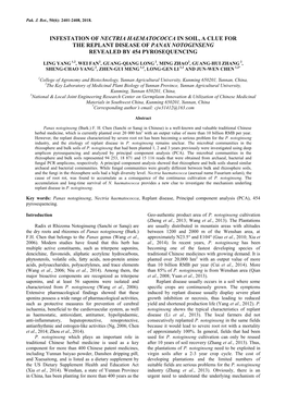 Infestation of Nectria Haematococca in Soil, a Clue for the Replant Disease of Panax Notoginseng Revealed by 454 Pyrosequencing