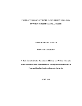 Protracted Conflict in Mt. Elgon Region (1963 - 2008)