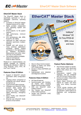 Ethercat Master Stack Software