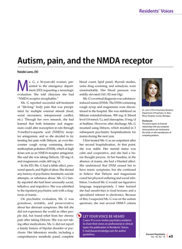 Autism, Pain, and the NMDA Receptor