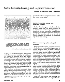 Social Security, Saving, and Capital Formation