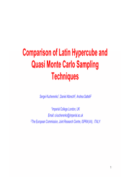 Comparison of Latin Hypercube and Comparison of Latin