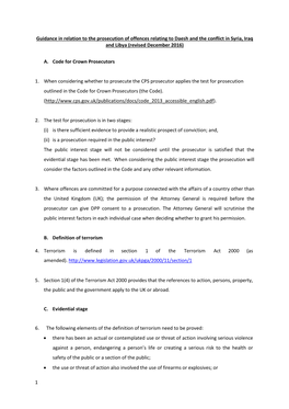 1 Guidance in Relation to the Prosecution of Offences Relating to Daesh and the Conflict in Syria, Iraq and Libya (Revised Decem