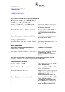 Angebotskonzept Öffentlicher Verkehr 2018-2021