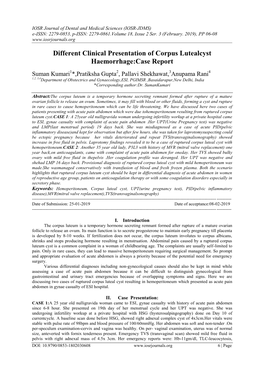 Different Clinical Presentation of Corpus Lutealcyst Haemorrhage:Case Report