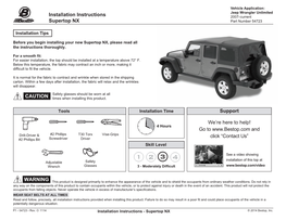 Installation Instructions Supertop NX We're Here to Help!