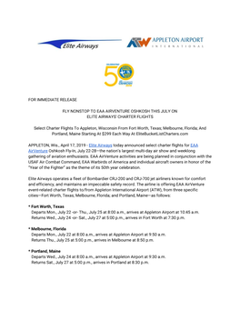 For Immediate Release Fly Nonstop To