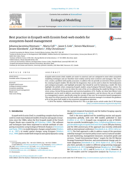 Best Practice in Ecopath with Ecosim Food-Web Models for Ecosystem