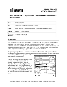 Rail Deck Park - City-Initiated Official Plan Amendment– Final Report