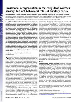 Crossmodal Reorganization in the Early Deaf Switches Sensory, but Not Behavioral Roles of Auditory Cortex