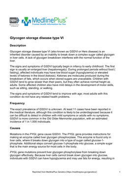Glycogen Storage Disease Type VI
