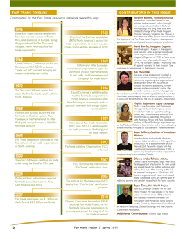 Fair Trade Timeline Contributors in This Issue