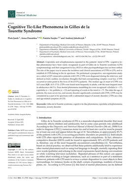 Cognitive Tic-Like Phenomena in Gilles De Latourette Syndrome