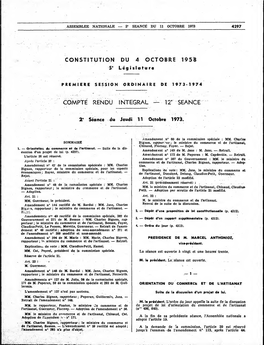 CONSTITUTION DU 4 OCTOBRE 1958 5° Législature COMPTE