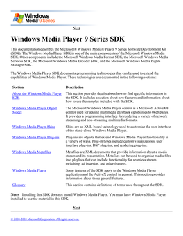 Windows Media Player 9 Series SDK