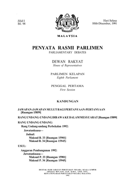 Penyata Rasmi Parlimen Parliamentary Debates