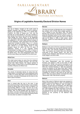 SN 7 Origins Electoral Division Names