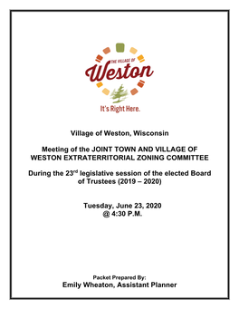 Village of Weston, Wisconsin Meeting of the JOINT TOWN and VILLAGE