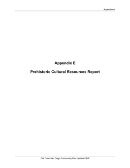 Appendix E Prehistoric Cultural Resources Report