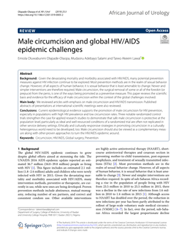 Male Circumcision and Global HIV/AIDS Epidemic Challenges Emiola Oluwabunmi Olapade‑Olaopa, Mudasiru Adebayo Salami and Taiwo Akeem Lawal*