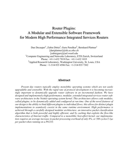 Router Plugins: a Modular and Extensible Software Framework for Modern High Performance Integrated Services Routers