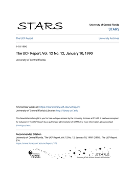 The UCF Report, Vol. 12 No. 12, January 10, 1990