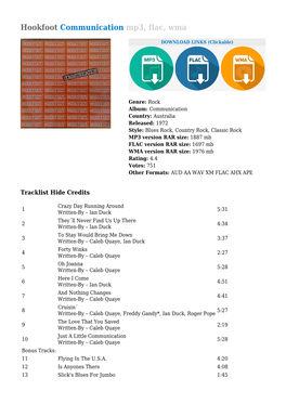 Hookfoot Communication Mp3, Flac, Wma