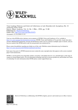 Voice-Leading Patterns and Interval Collections in Late Shostakovich : Symphony No