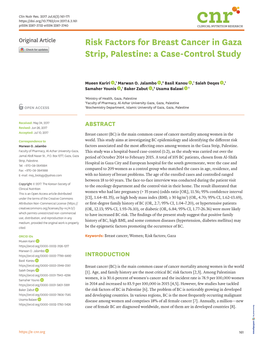 Risk Factors for Breast Cancer in Gaza Strip, Palestine: a Case-Control Study