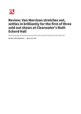 Review Van Morrison Ruth Eckerd Hall Clearwater Florida Setlist